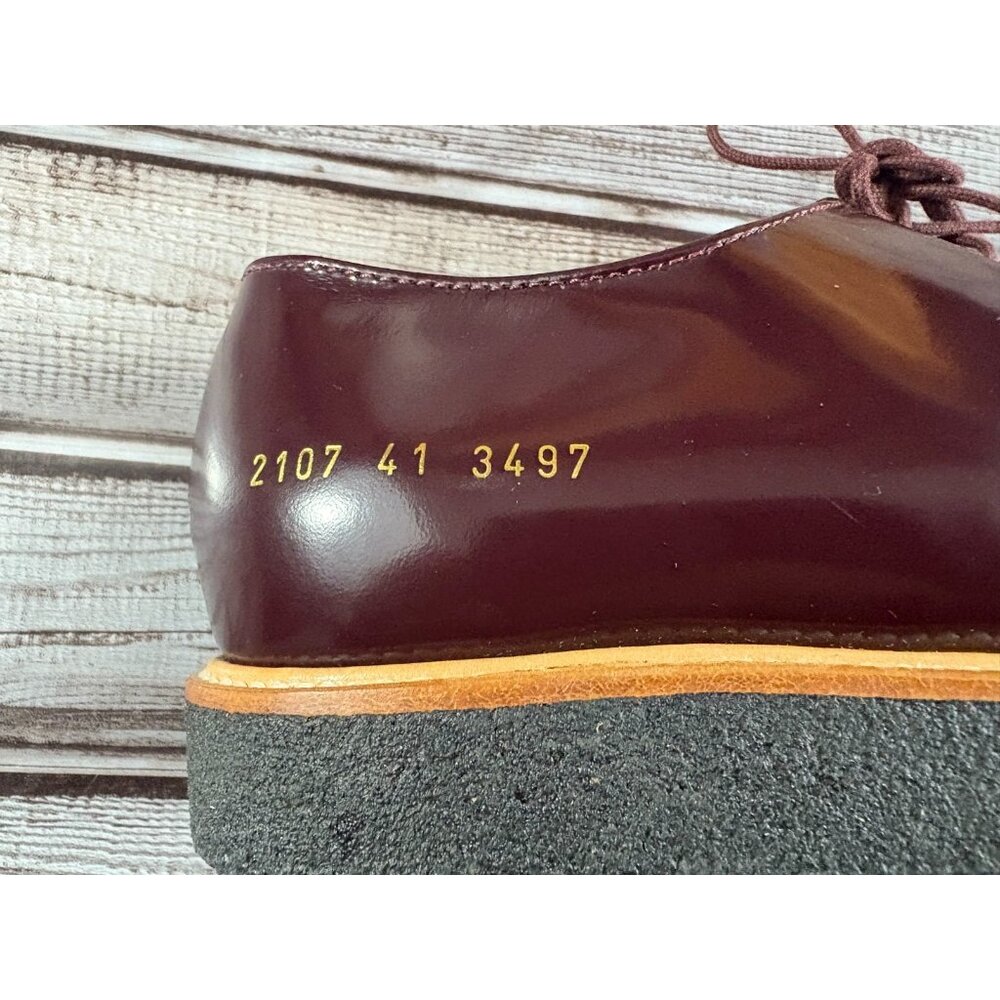 Common Projects Derby Polished Leather Loafers shoes Sz 41 color Burgundy $549 - Picture 7 of 9